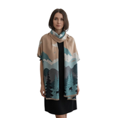 Kaschmirschal 185x65 Damen Winter Motiv Beige blau S45